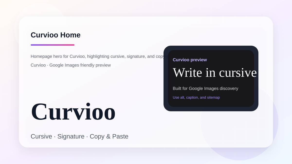 Curvioo cursive text generator homepage hero image