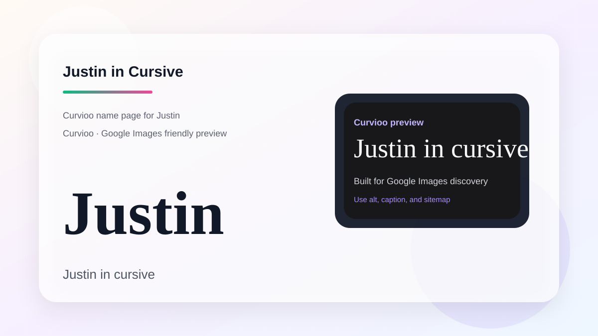Curvioo cursive preview for the name Justin