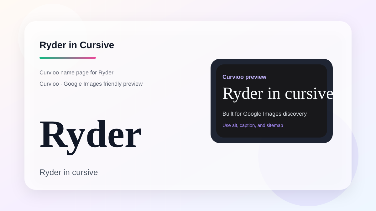 Curvioo cursive preview for the name Ryder